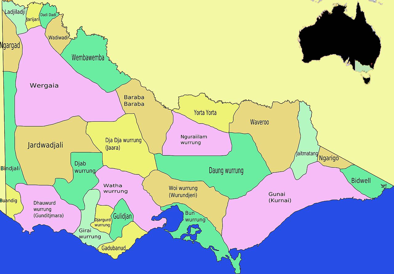 Map of Victoria Aboriginal tribes showing Wemba Wemba territory